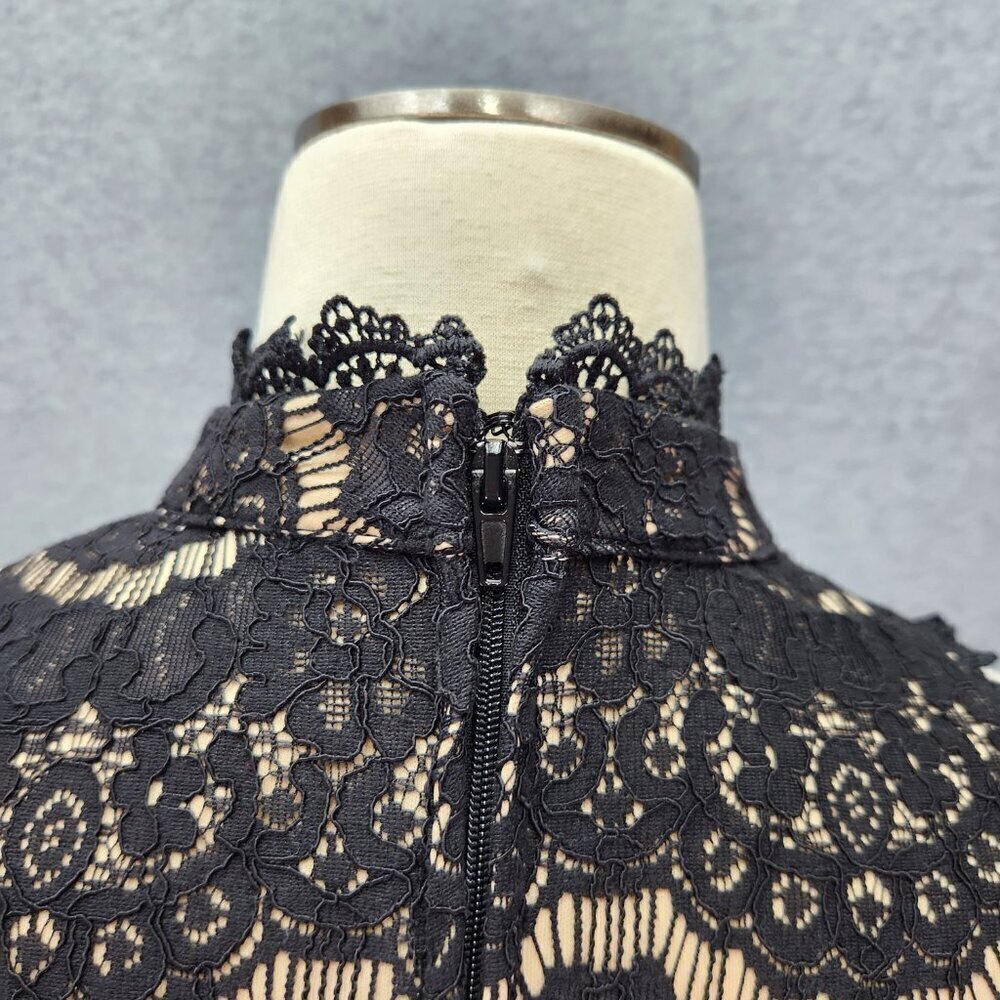 Black Lace Sleeveless Dress With Nude Lining By Three Pink Hearts - Picture 4 of 6